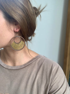 yellow fan earrings