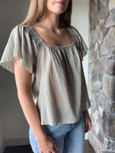 Load image into Gallery viewer, summer stripe sage cotton top