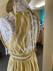 yellow + ivory stripe cotton midi dress