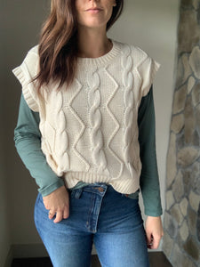 ken cable knit cream sweater vest