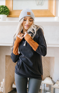 AA black, grey + rust elevated double hooded sweatshirt | xs-3xl