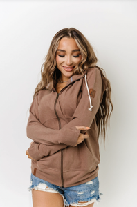 AA fawn fleece full zip-up hoodie | 3xl
