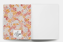 Load image into Gallery viewer, marigold wildflowers lay flat lined journal notebook