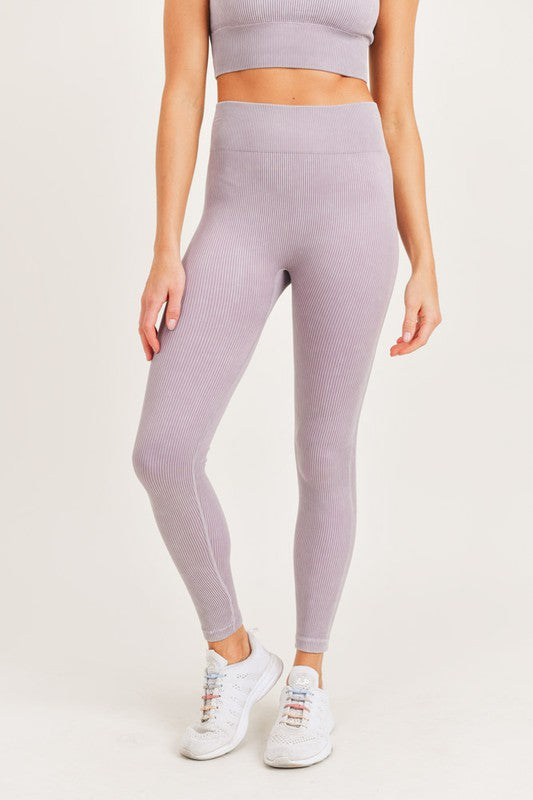 LILAC RIBBED COMPRESSION HIGH WAIST LEGGINGS