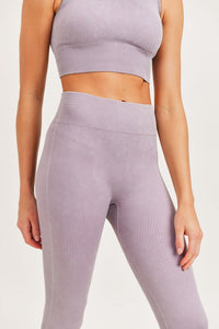LILAC RIBBED COMPRESSION HIGH WAIST LEGGINGS
