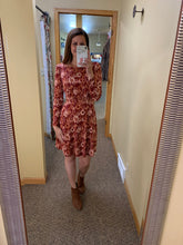 Load image into Gallery viewer, brick sunflower print long sleeve dress | s-3xl