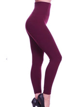 Load image into Gallery viewer, HIGH WAIST FLEECE LEGGINGS | BLACK + BURGUNDY | ONE SIZE + ONE SIZE XL