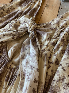 lavender floral patchwork tie back midi dress