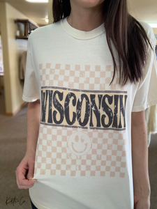 wisconsin checkered graphic t-shirt | s-3xl
