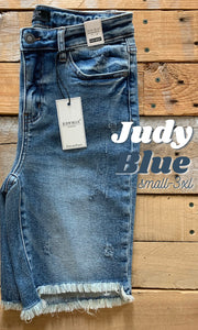 JUDY BLUE HIGH RISE CUT-OFF BERMUDA SHORTS | S-3XL