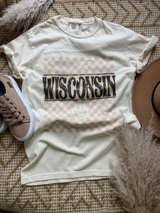 wisconsin checkered graphic t-shirt | s-3xl