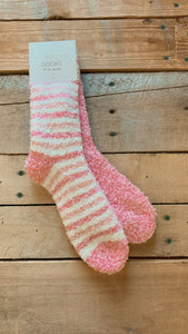 z supply pink plush stripe sock set
