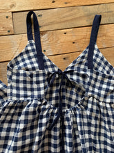 Load image into Gallery viewer, NAVY GINGHAM TIE BACK TANK TOP