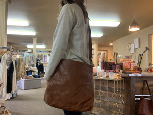 natural brown leather messenger bag