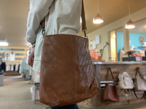 natural brown leather messenger bag