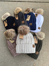 Load image into Gallery viewer, cc braided pom beanie with fleece lining | 7 colors