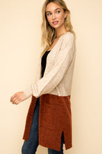 Load image into Gallery viewer, TAUPE/RUST COLOR BLOCK CARDIGAN